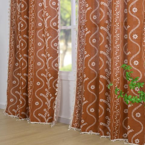 Schweek Terracotta Curtains close-up fabric weave emphasizes earthy texture
