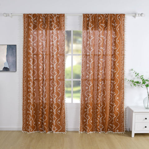 Schweek Terracotta Curtains styled with boho decor for relaxed, airy ambiance