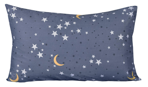 Moon & Stars flat sheet design by Scientific Sleep for playful kids.