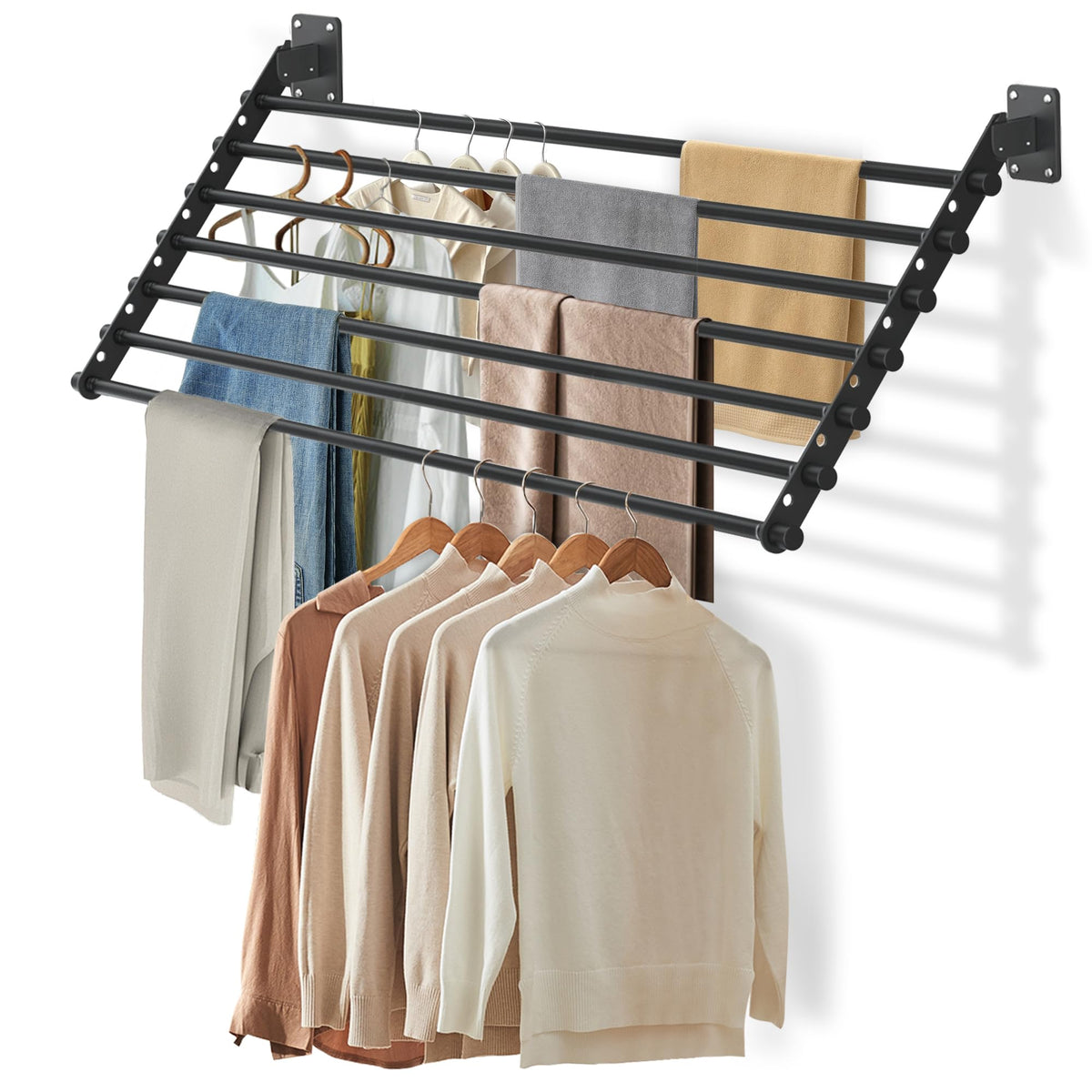 Scisum wall-mounted drying rack folded flat to save space