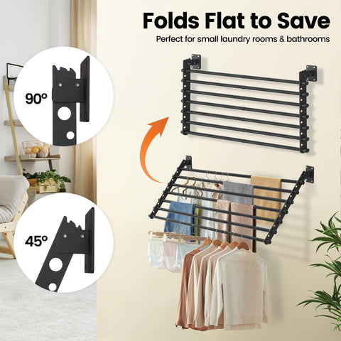 Scisum seven-rod rack extended for full laundry capacity