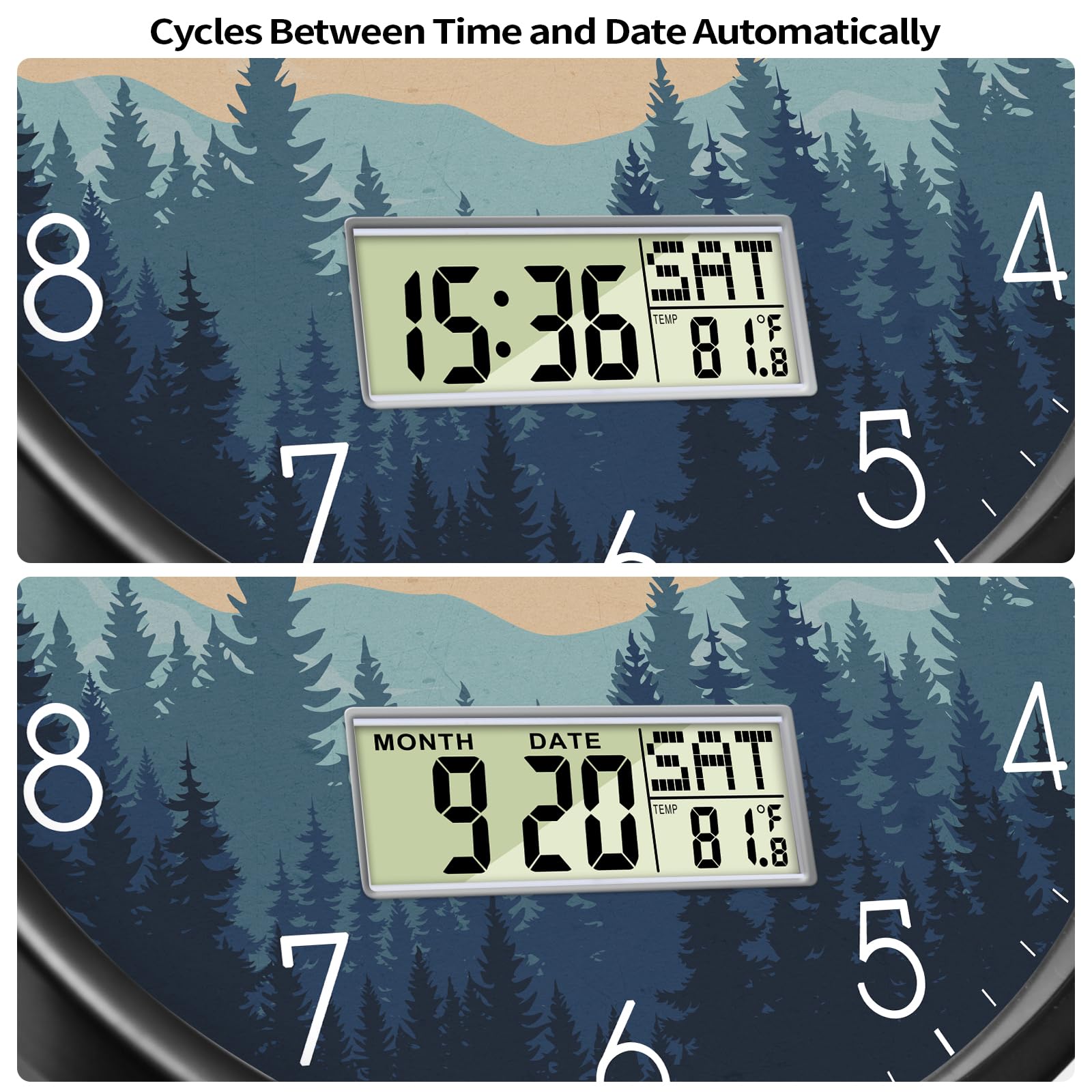 SCOAGE wilderness sunset clock wall mount hook included
