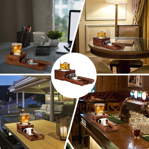 Scotte deep brown wooden tray elevates any dining or bar setup.