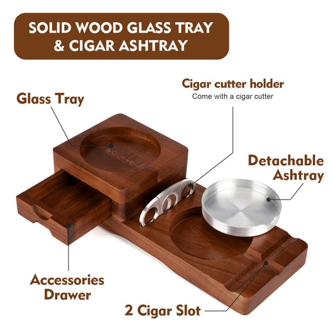 Scotte wooden ashtray with aluminum removable bowl for easy cleaning.