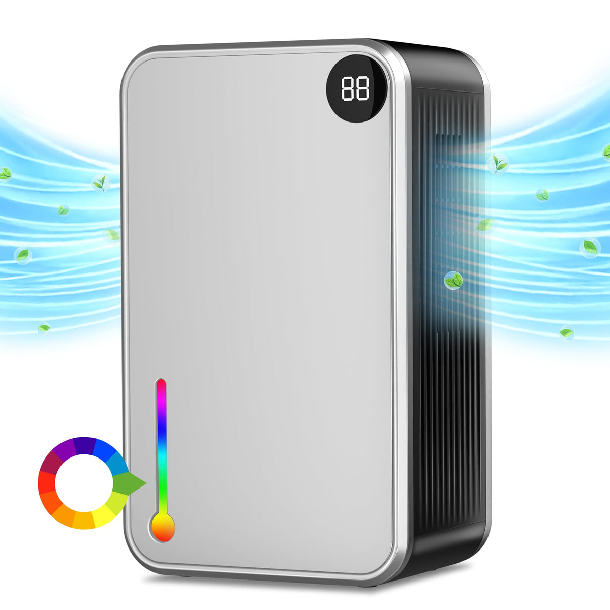 Scozza 95oz dehumidifier front view demonstrating compact moisture control for small spaces.