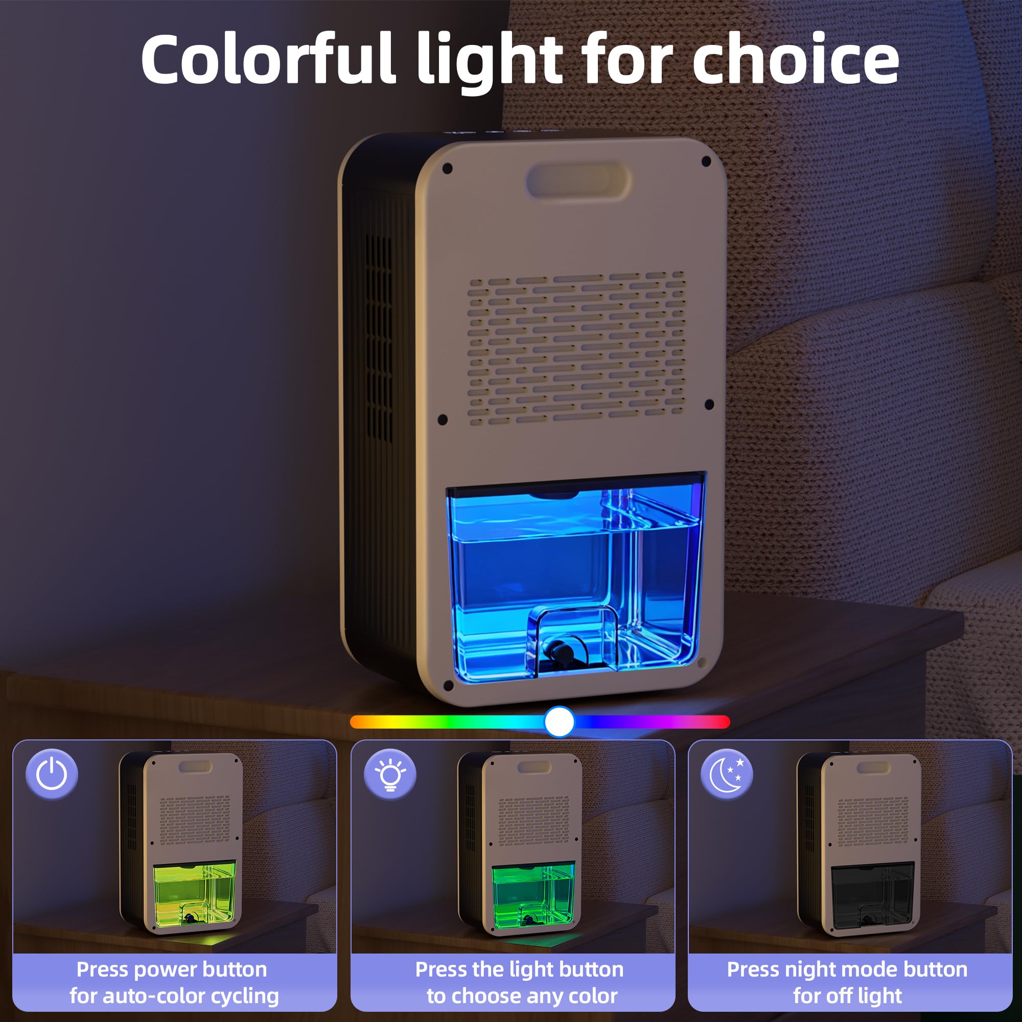Scozza compact portable dehumidifier fits on shelves or in closets.