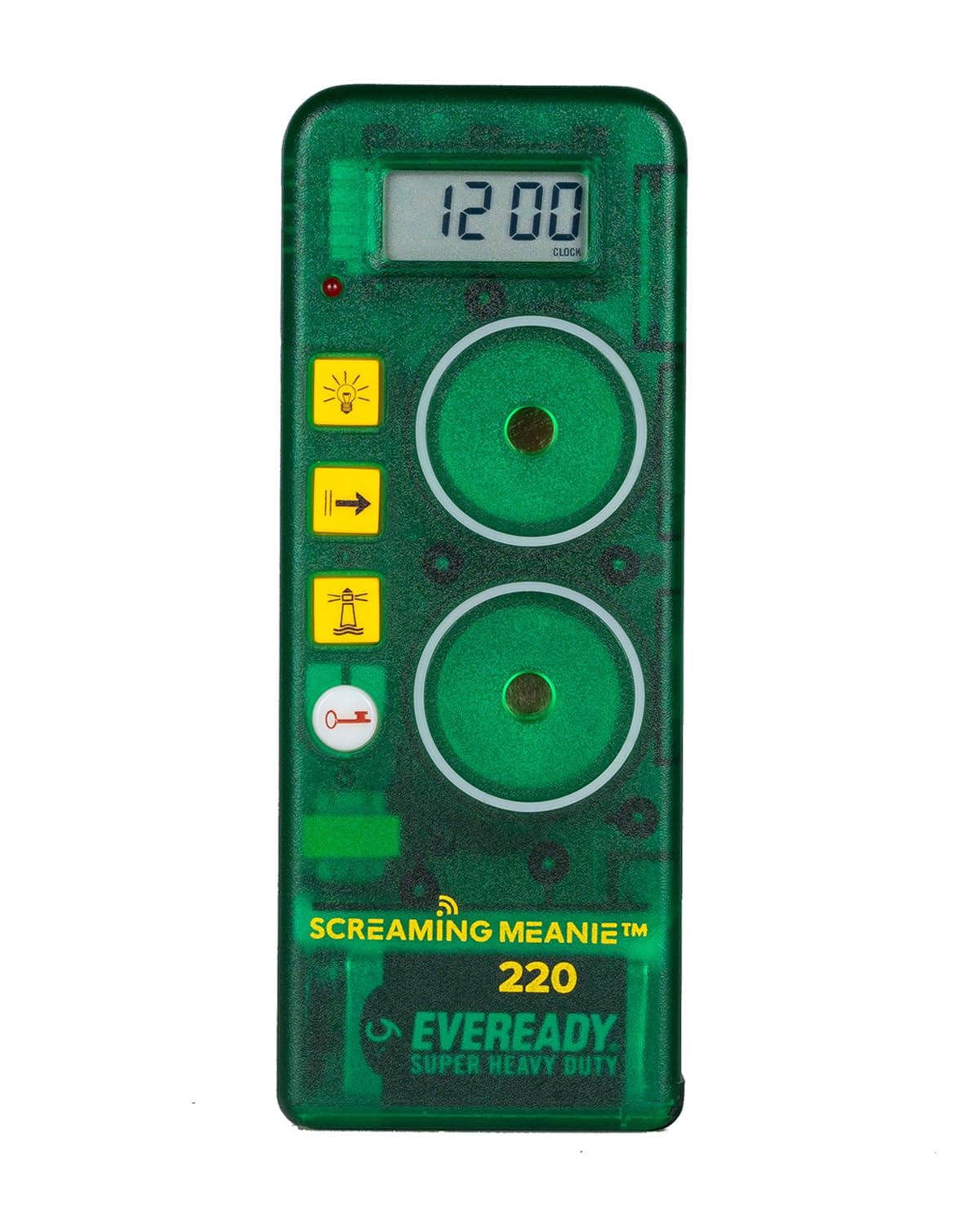 Screaming Meanie 220 alarm clock in compact design for easy carry
