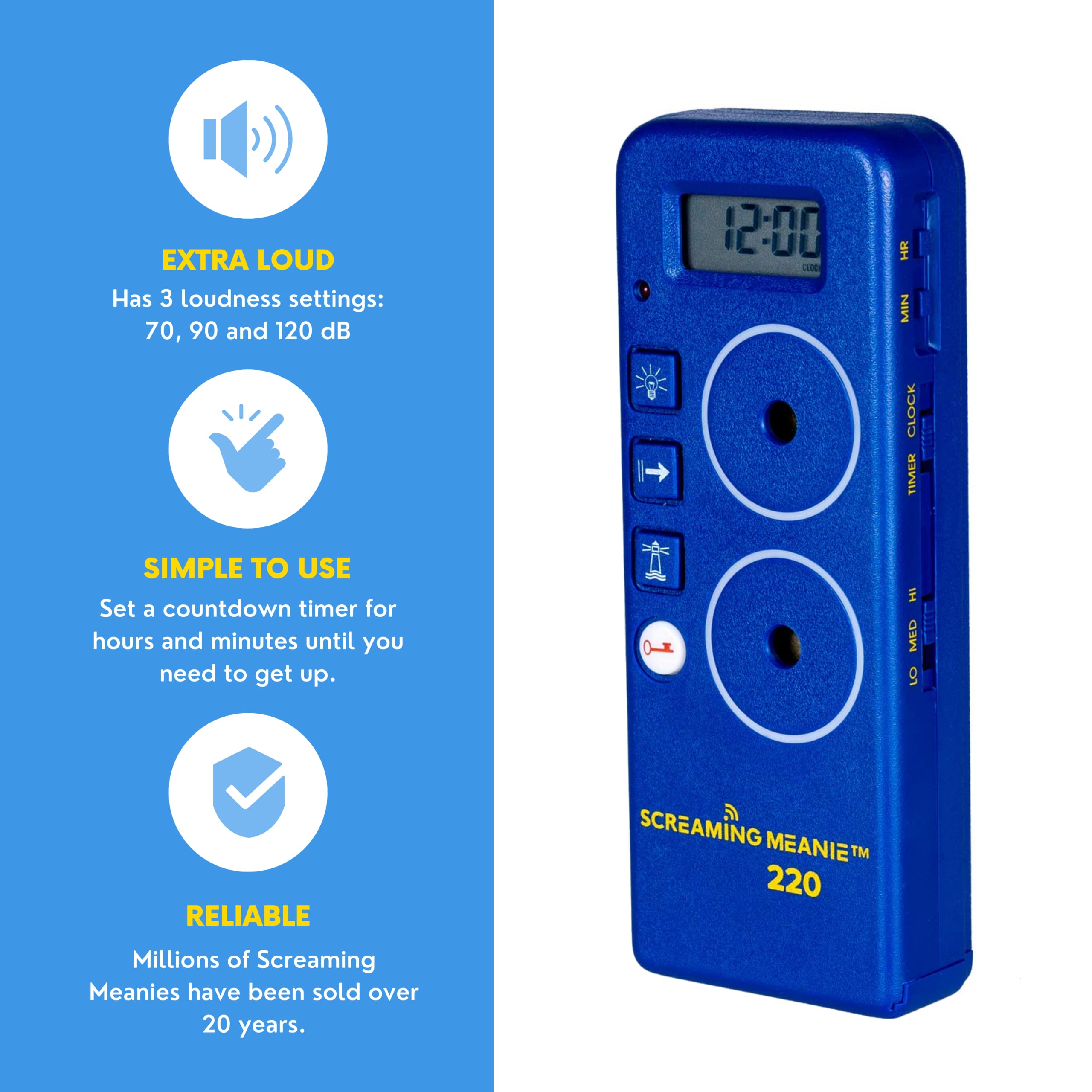 Screaming Meanie 220 side view demonstrates pocket-sized design for travel and daily use