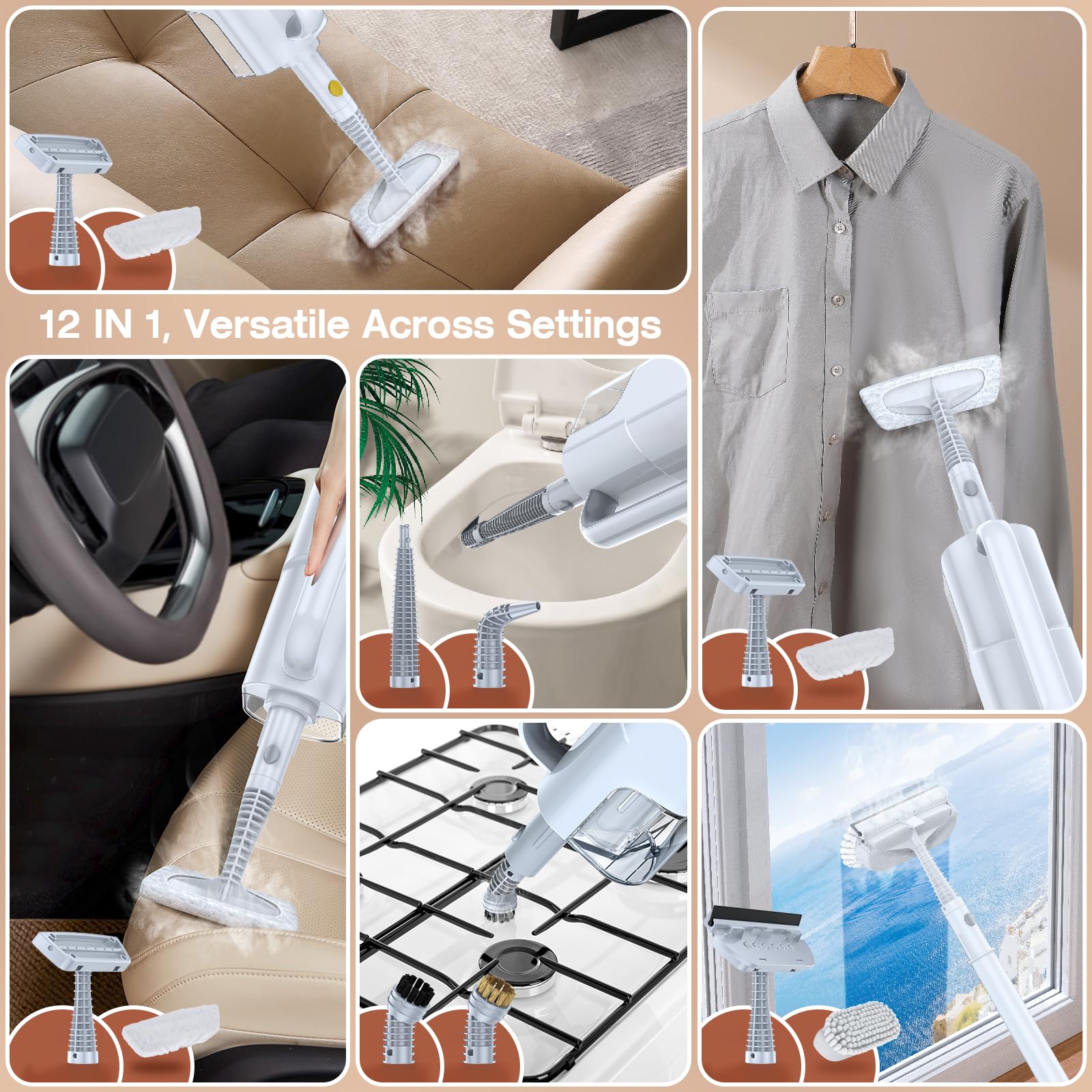 ScrubWiz 10-in-1 accessories laid out for versatile cleaning.