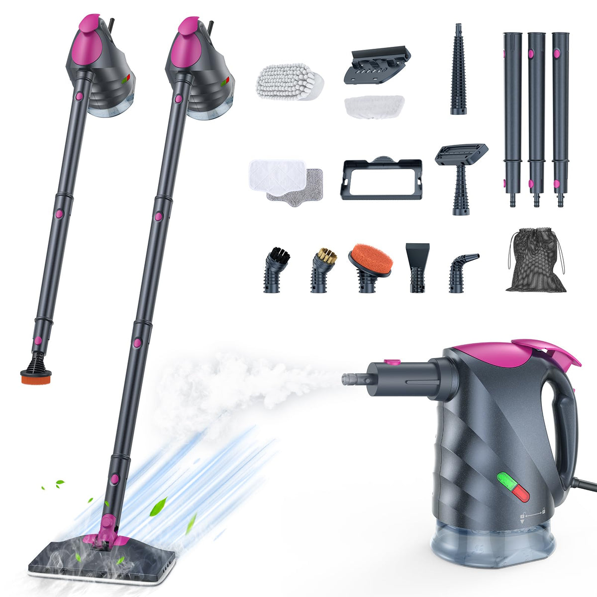 ScrubWiz 10-in-1 steam cleaner front view for compact versatility in tight spaces