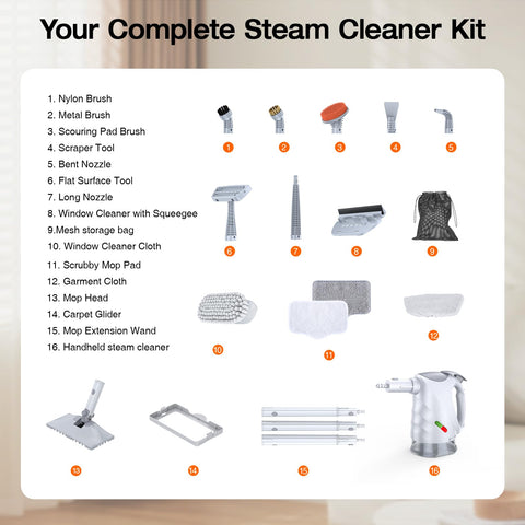 ScrubWiz comprehensive accessories kit supports versatile cleaning tasks