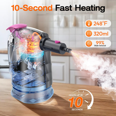 ScrubWiz detachable handheld steamer with accessories for versatile cleaning