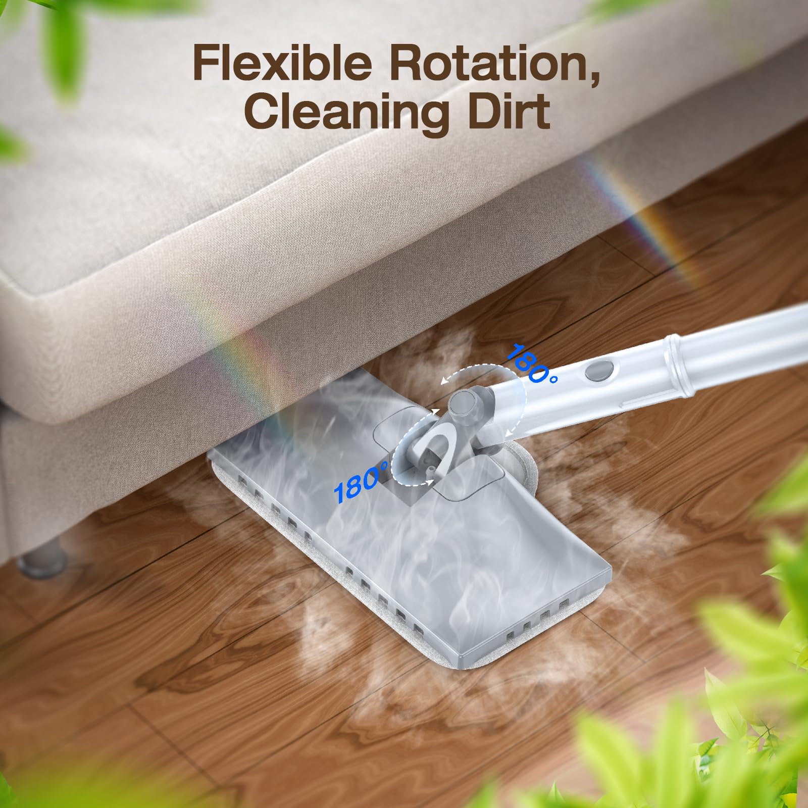 ScrubWiz steam mop demonstrates quick heat feature in 10 seconds.