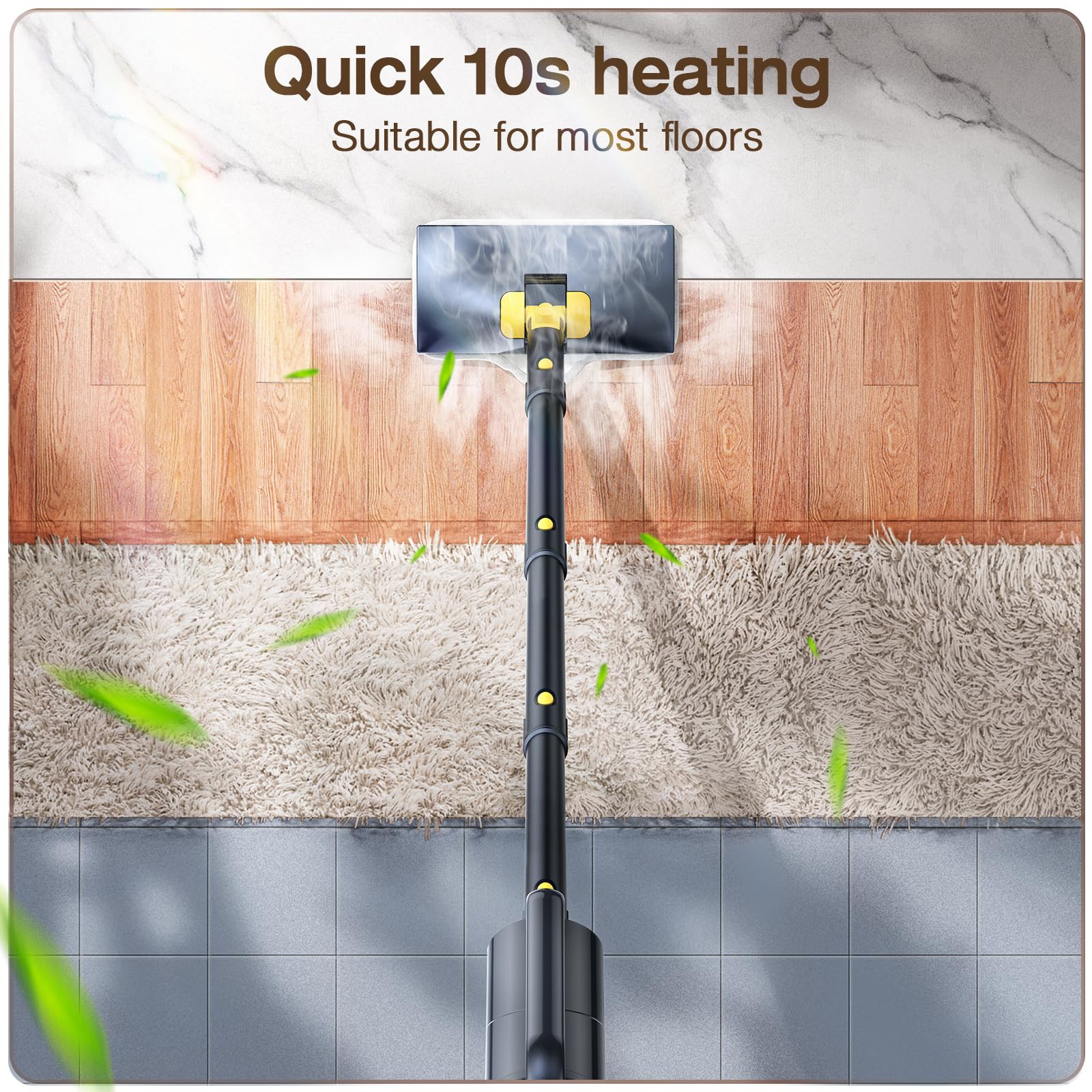 ScrubWiz steam mop with carpet glider for smooth, even carpet refresh.
