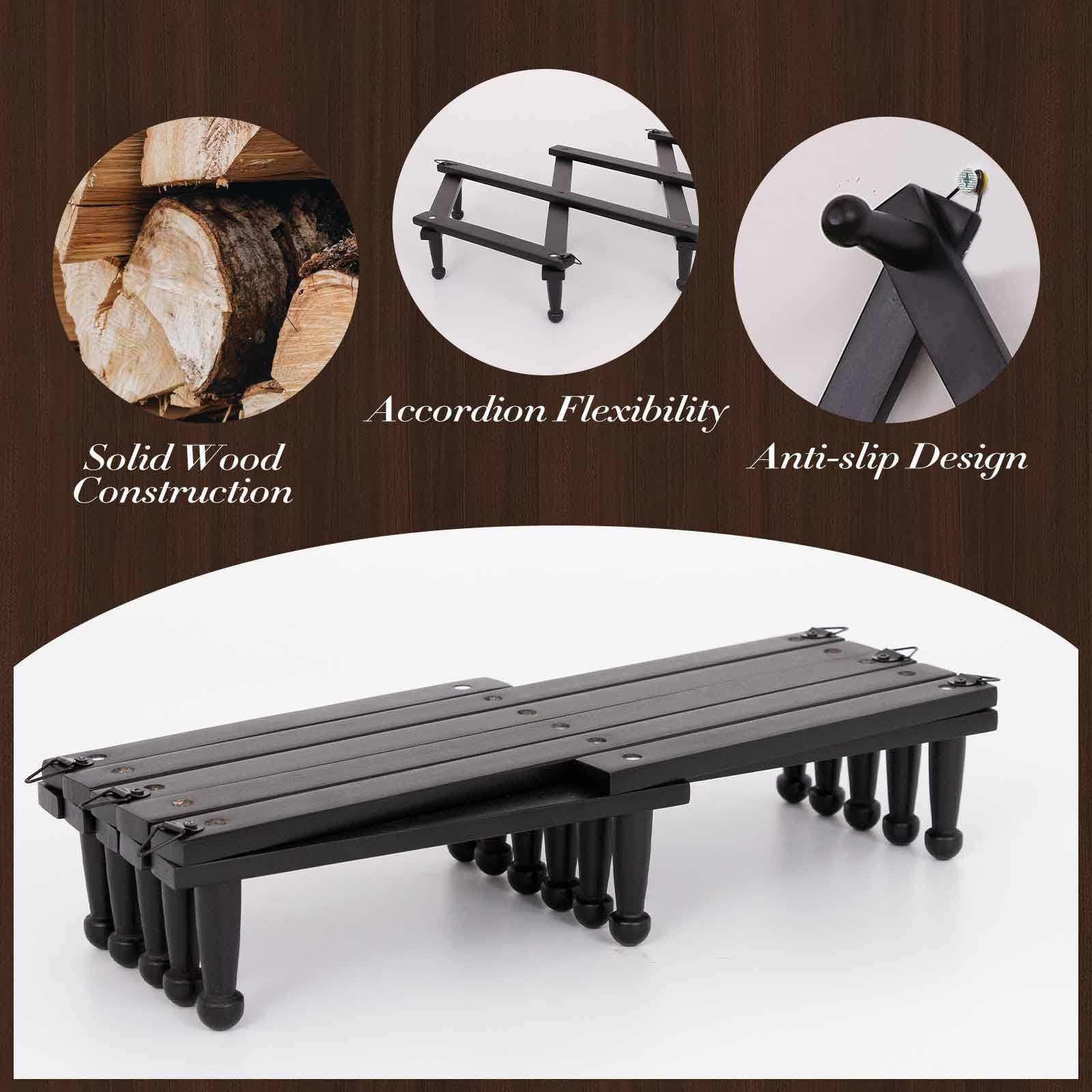 SCUNDA expandable coat rack showing accordion design for compact storage