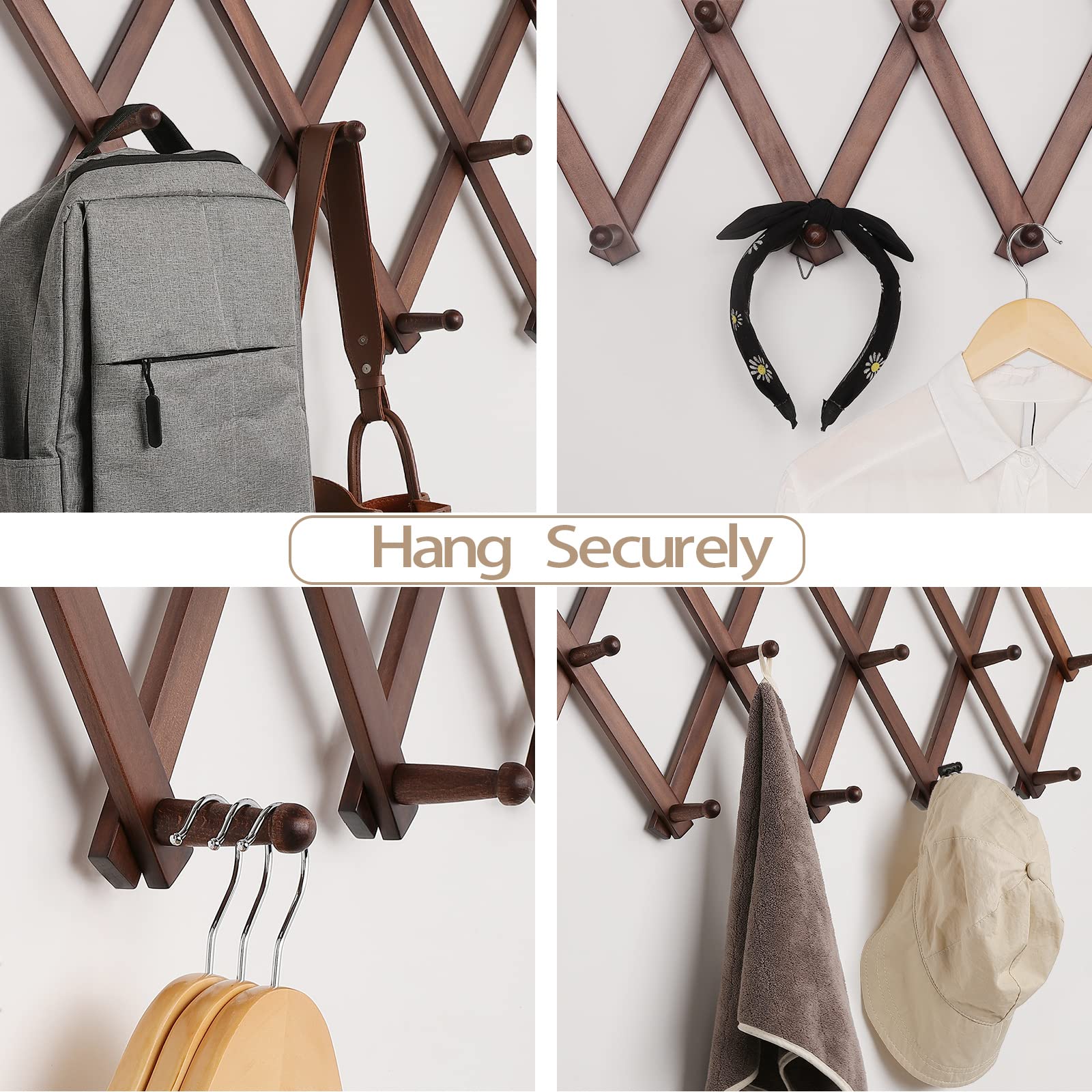 SCUNDA mushroom head hooks provide anti-slip hanger for accessories.