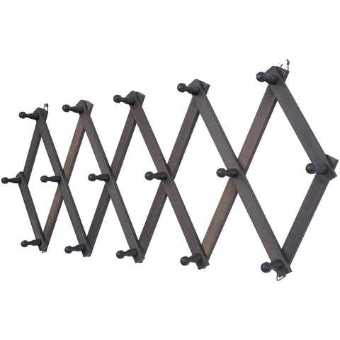 SCUNDA rustic wall-mounted hat rack with accordion design for space-saving storage