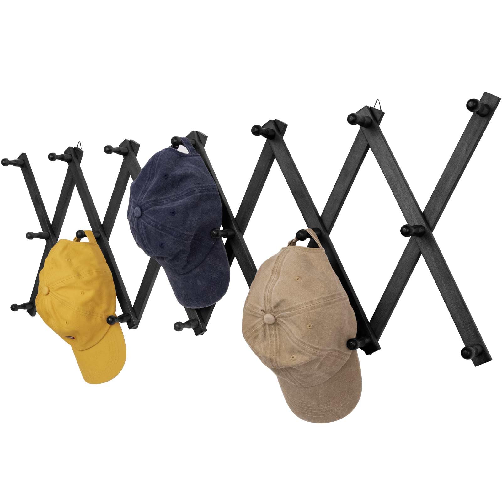 SCUNDA wall rack front view with 20 hooks for ample storage