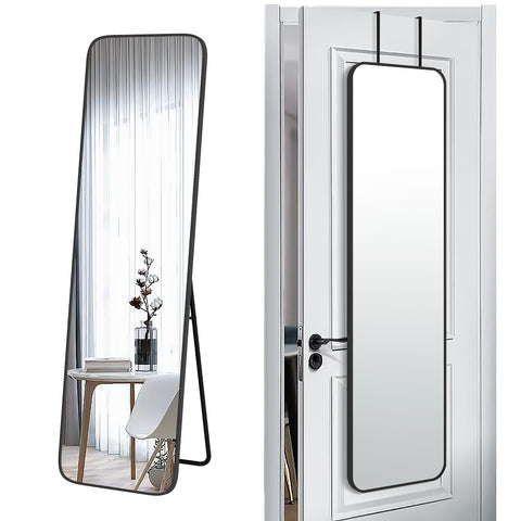 SCWF-GZ 57x16 full-length wall-mounted mirror in black finish for spacious entryways