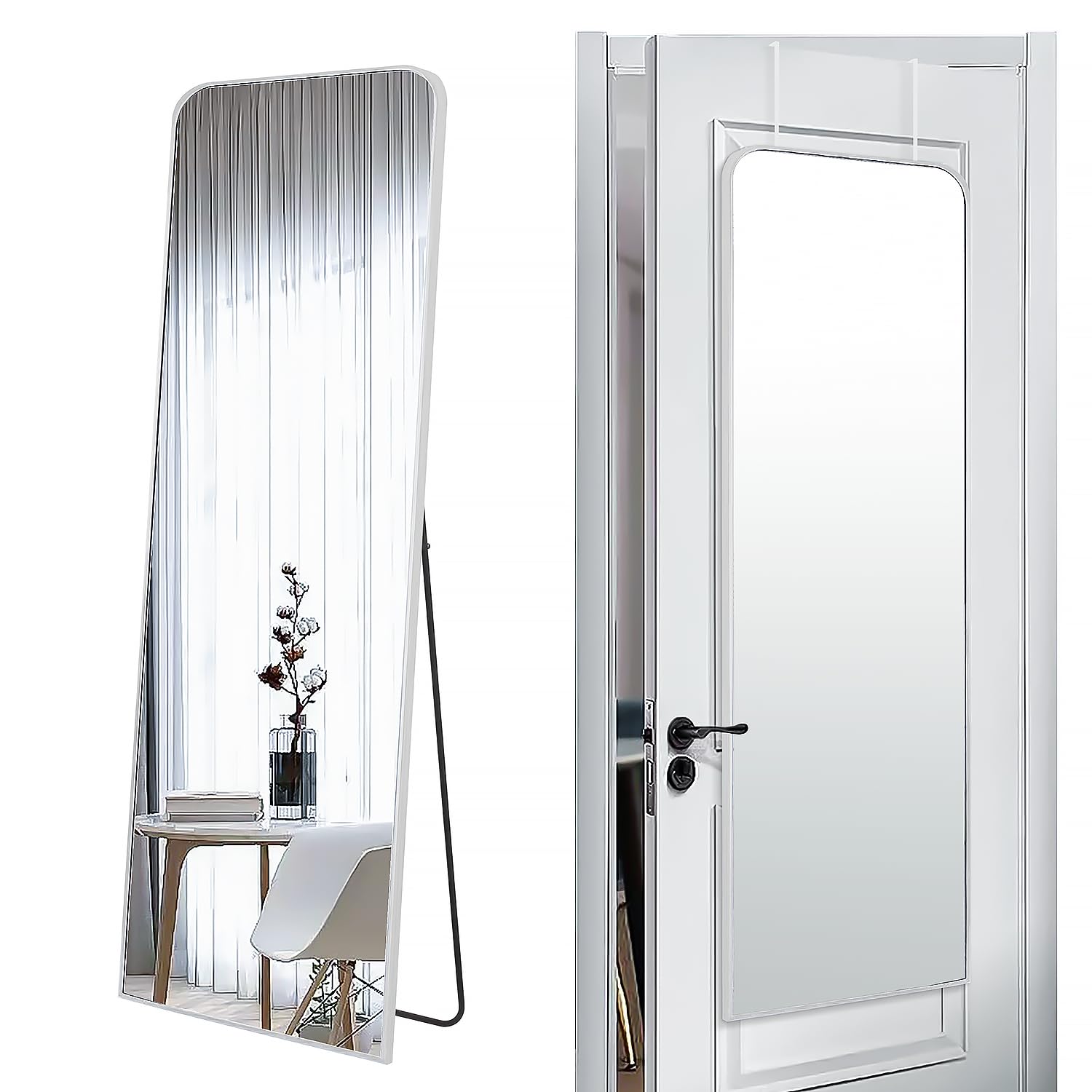 SCWF-GZ 57x20 door mirror with stand for flexible entryway styling and easy viewing.
