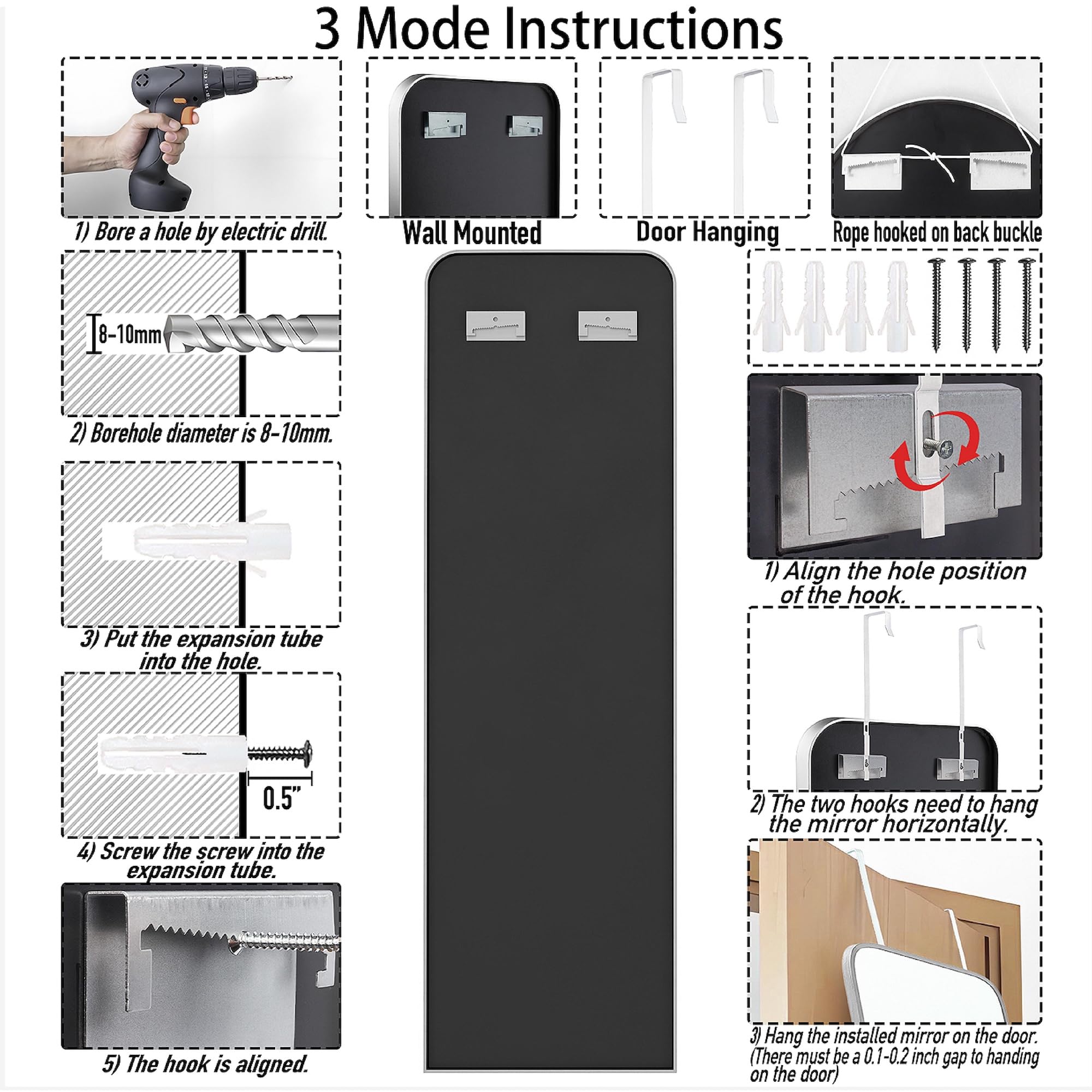 SCWF-GZ bedroom mirror ideal over a dresser for full-body styling.