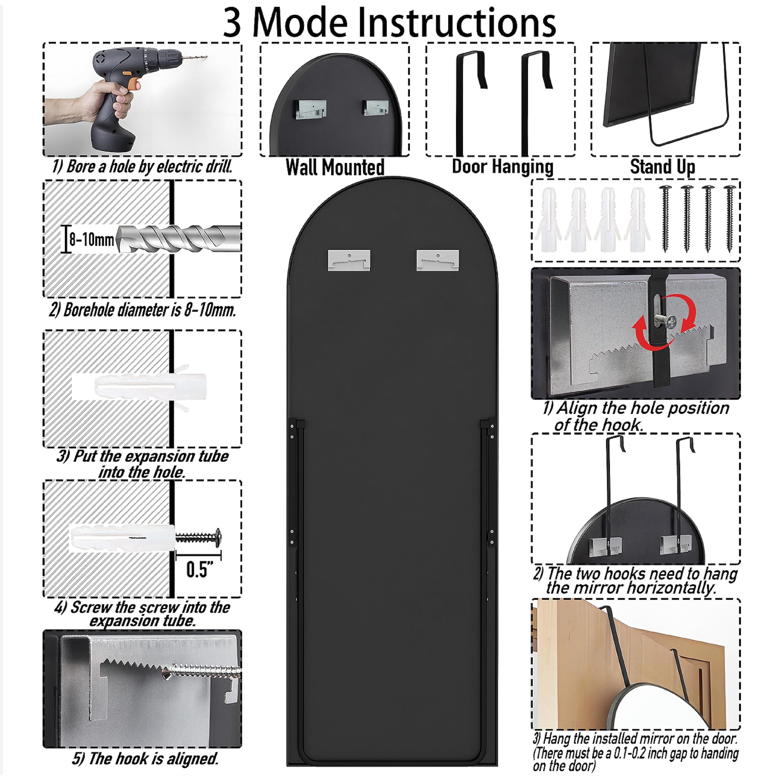 SCWF-GZ black aluminum frame mirror offers a durable modern look.