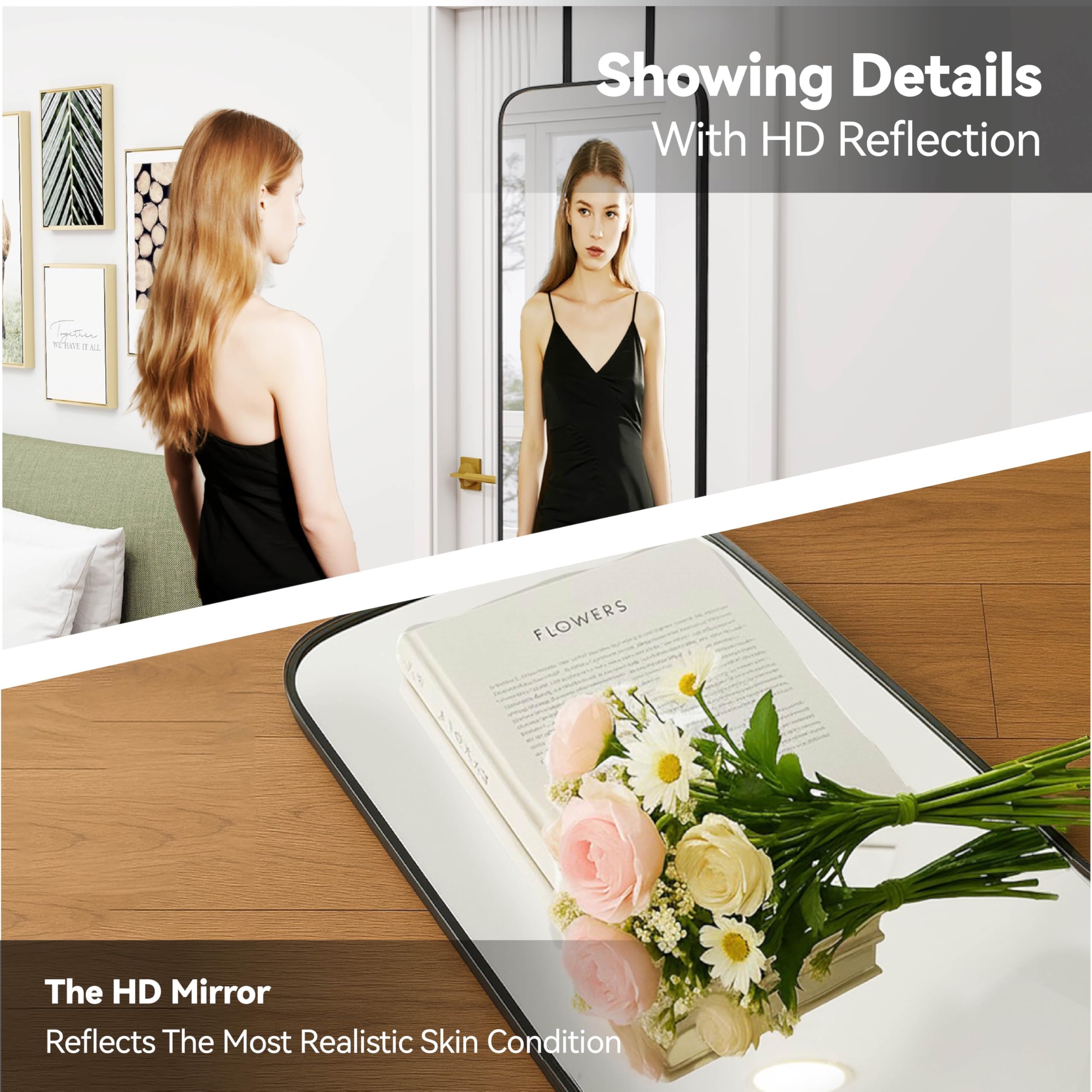 SCWF-GZ black-aluminum-frame-mirror adds durable style and easy maintenance