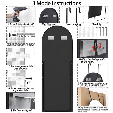 SCWF-GZ black aluminum frame mirror offers a durable modern look.