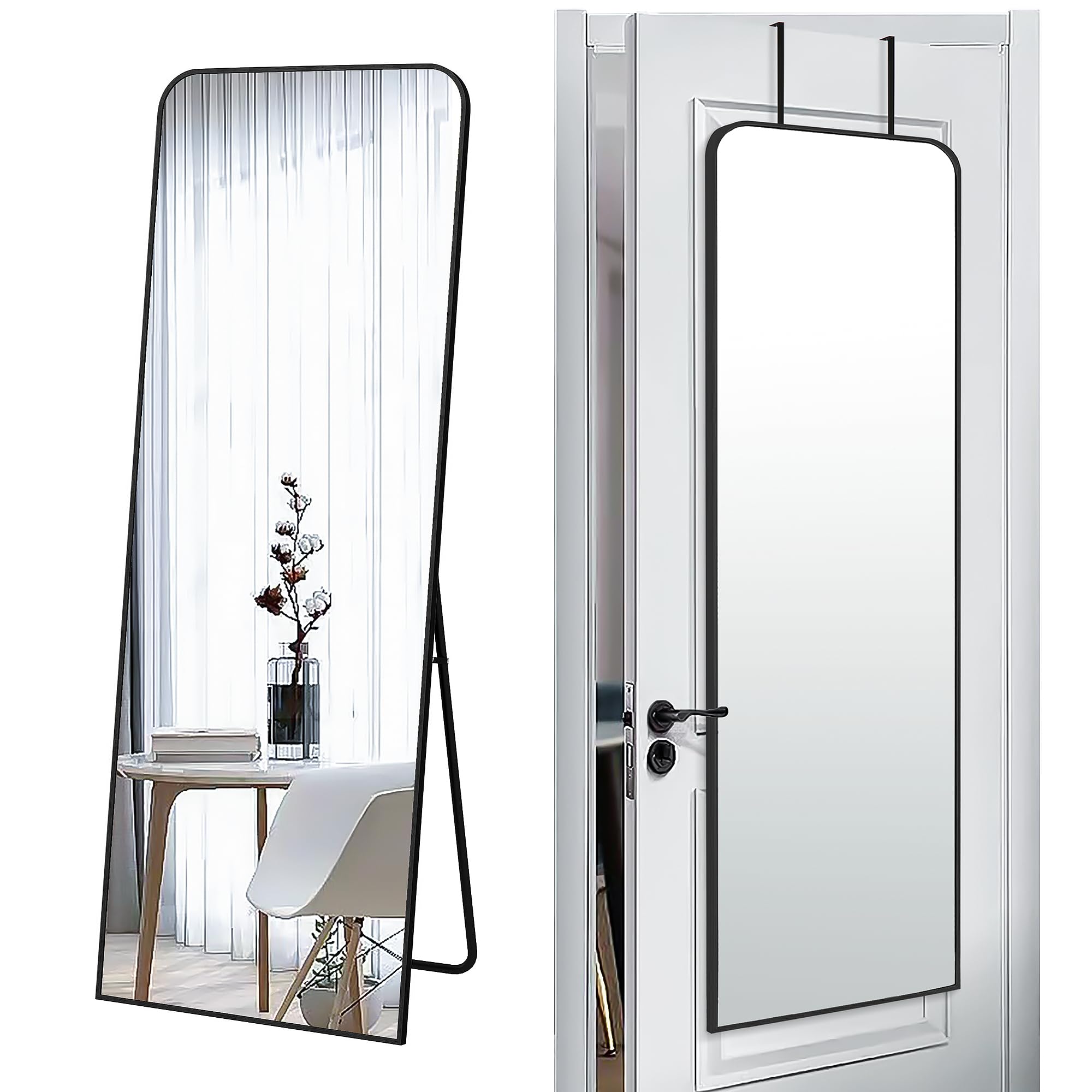 SCWF-GZ 57x20 door-hanging full-length mirror shows spacious entry reflection