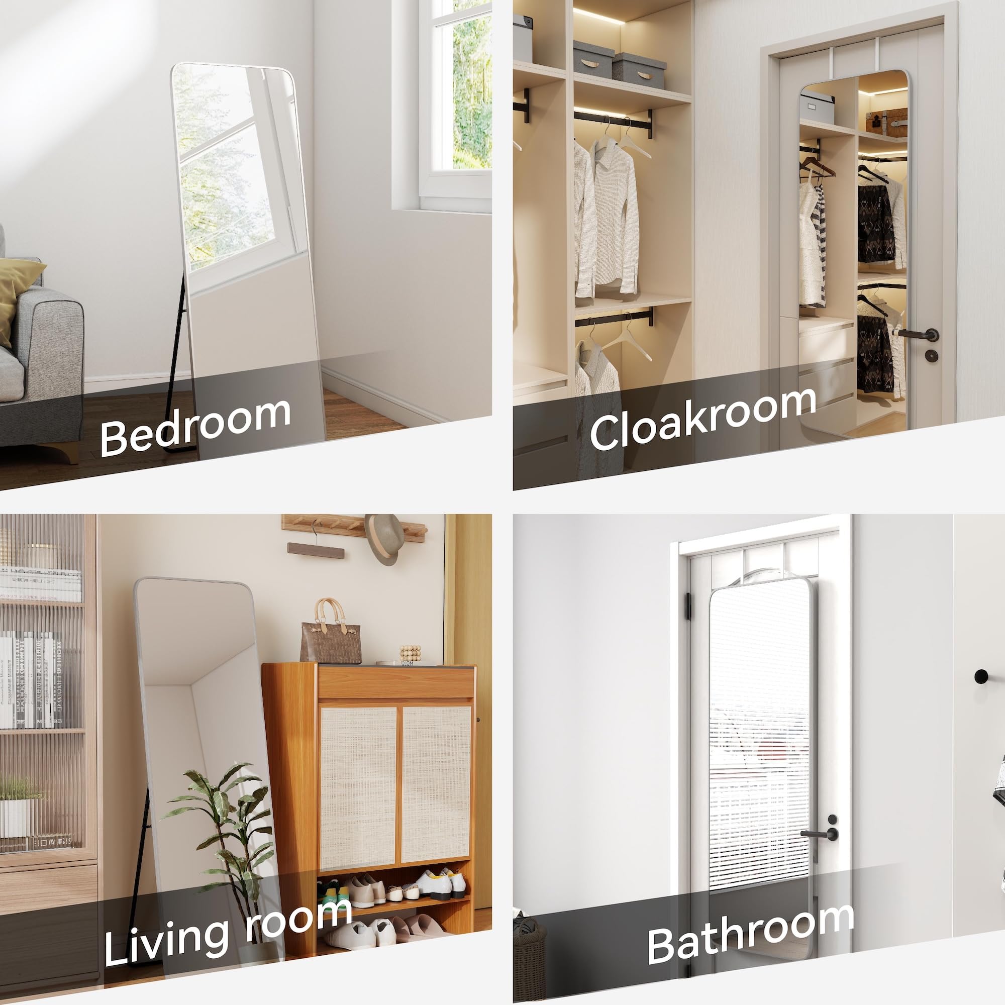 SCWF-GZ floor-standing mirror provides versatile placement for room styling
