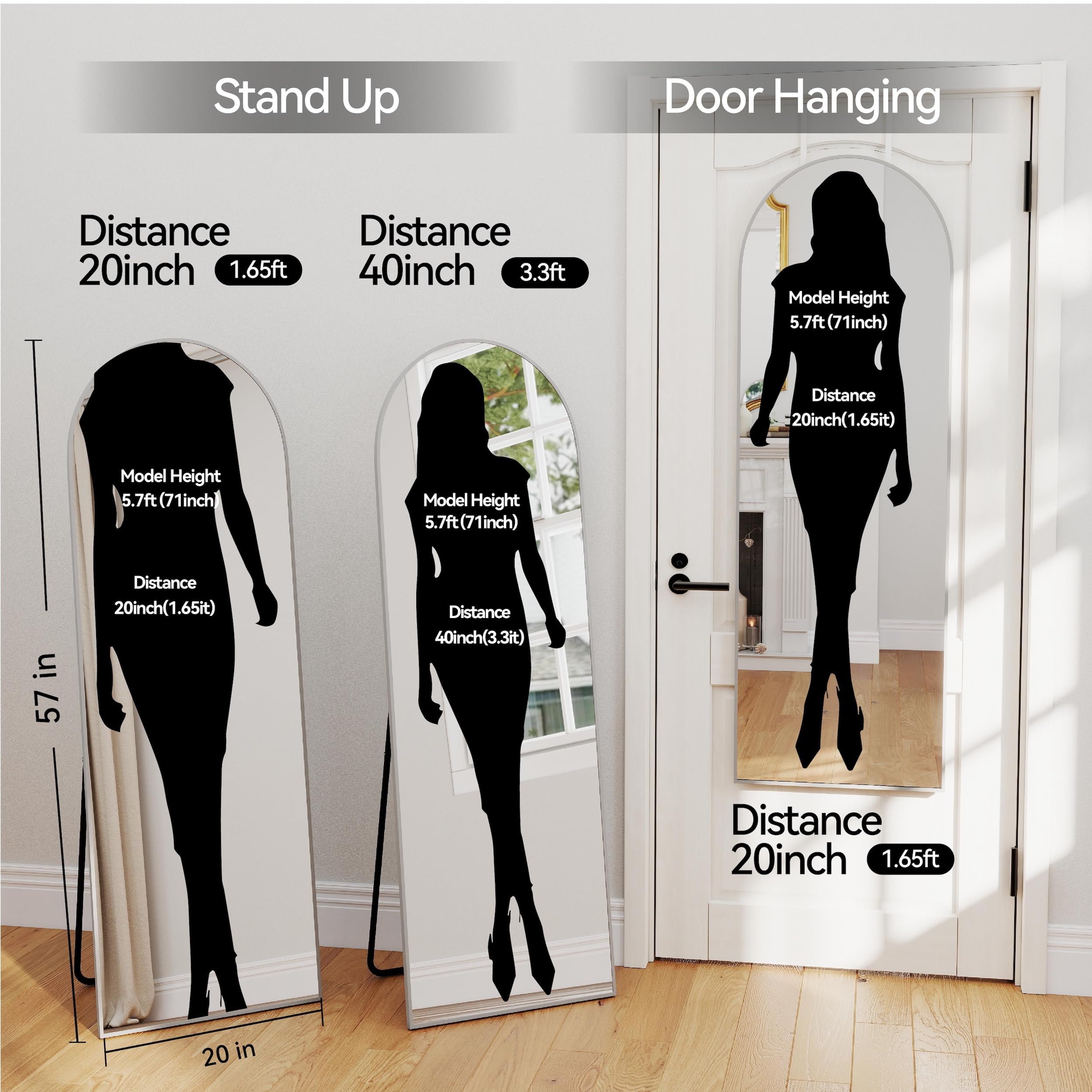 SCWF-GZ wall-mounted arch-dressing mirror saves floor space while delivering clear reflections.
