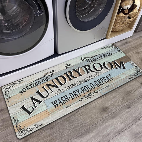 sdhinlwo non-slip laundry rug front view demonstrating stable placement for busy laundry zones.