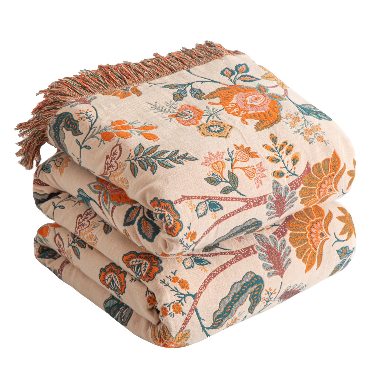 SE SOFTEXLY boho throw blanket front view highlights ultra-soft 100% cotton warmth.