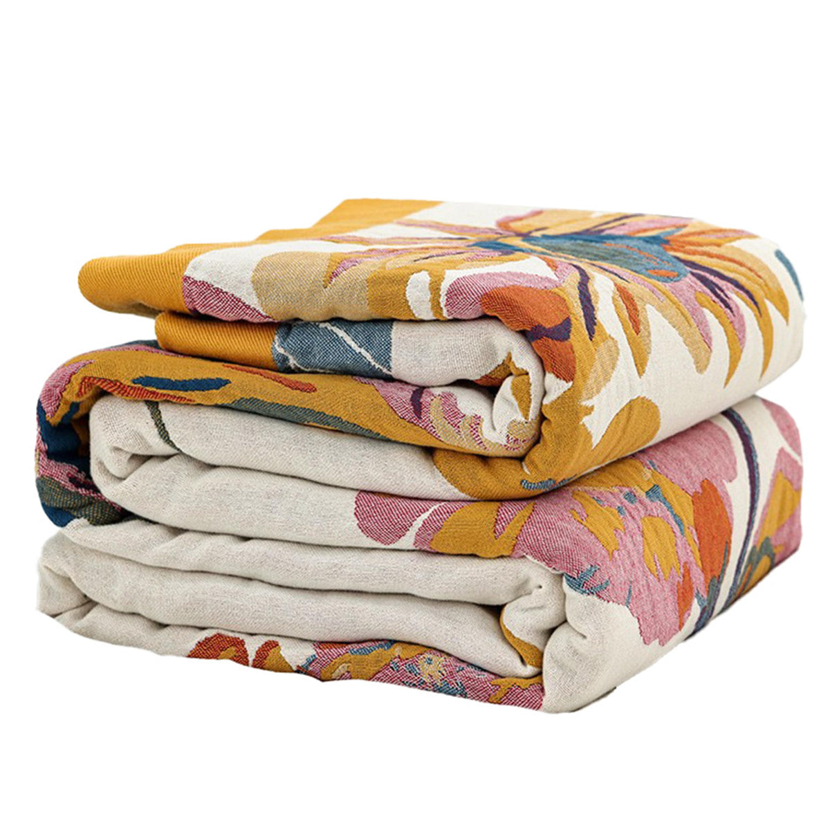 SE SOFTEXLY boho throw blanket with floral print for bed or sofa