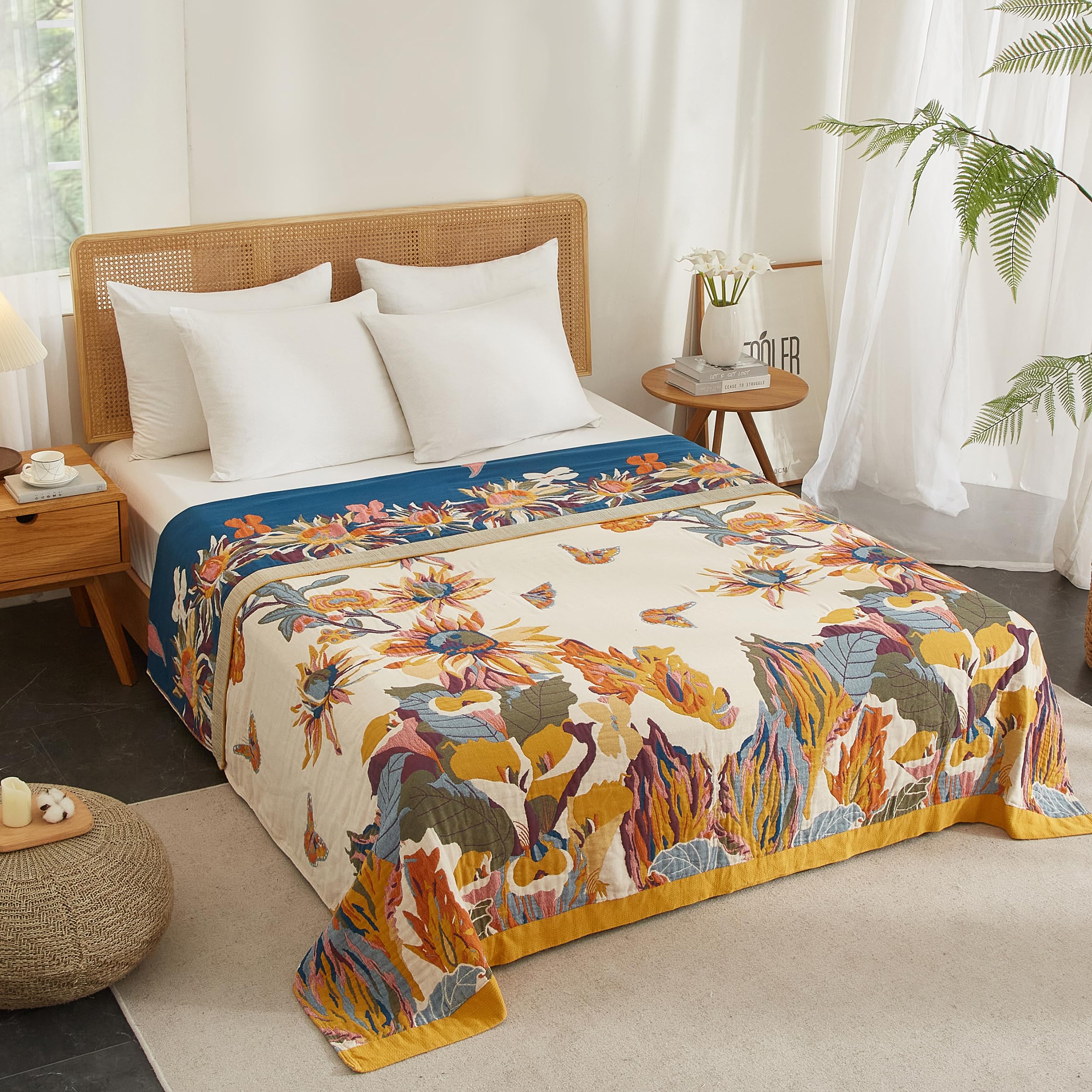 SE SOFTEXLY lightweight cotton blanket breathable in warm months