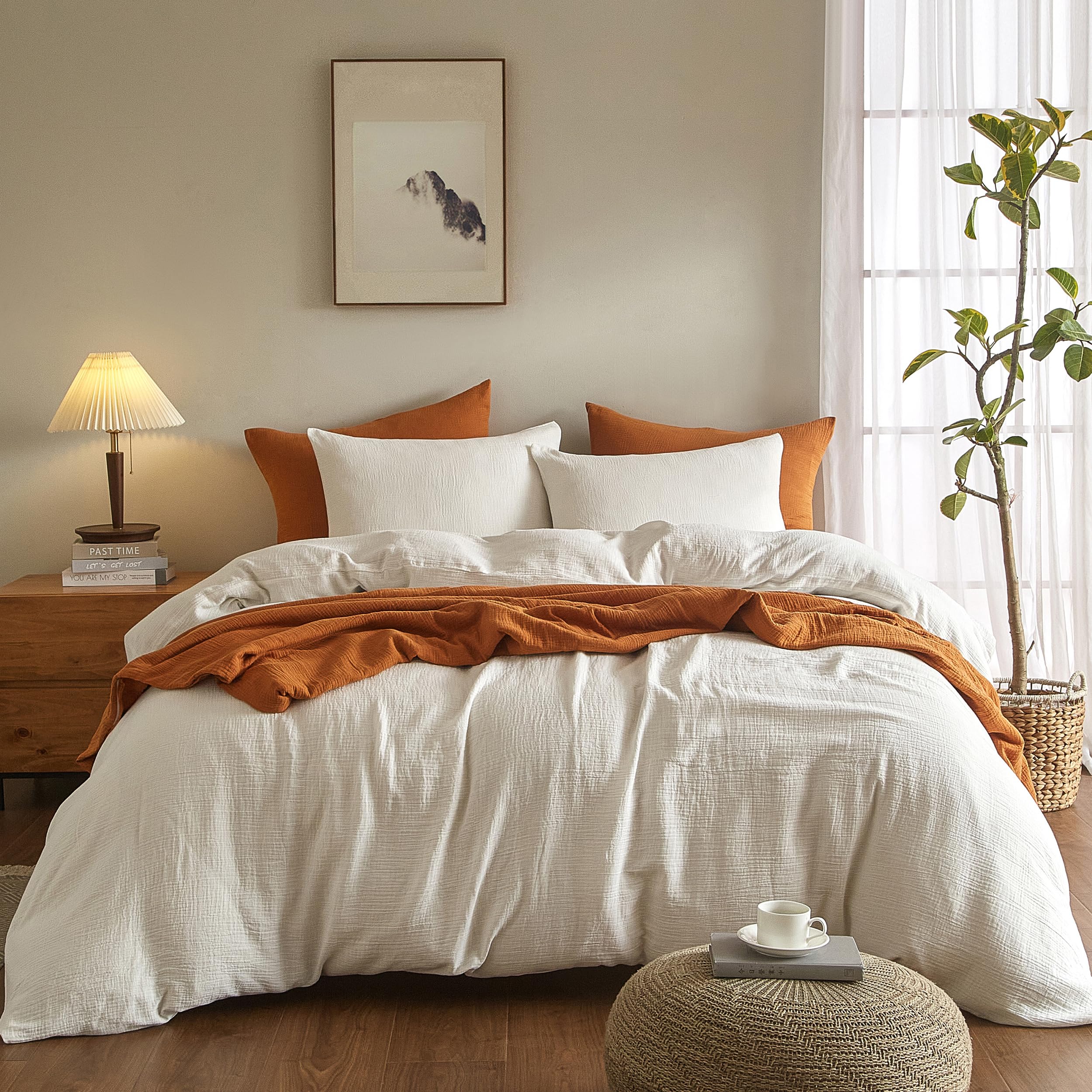 SE SOFTEXLY muslin duvet cover queen size with zipper closure for secure night