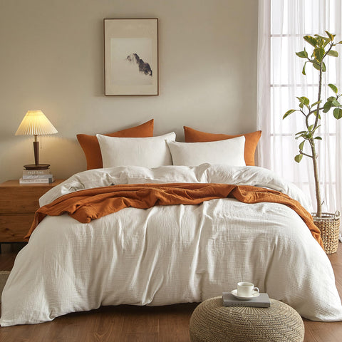 SE SOFTEXLY muslin duvet cover queen size with zipper closure for secure night