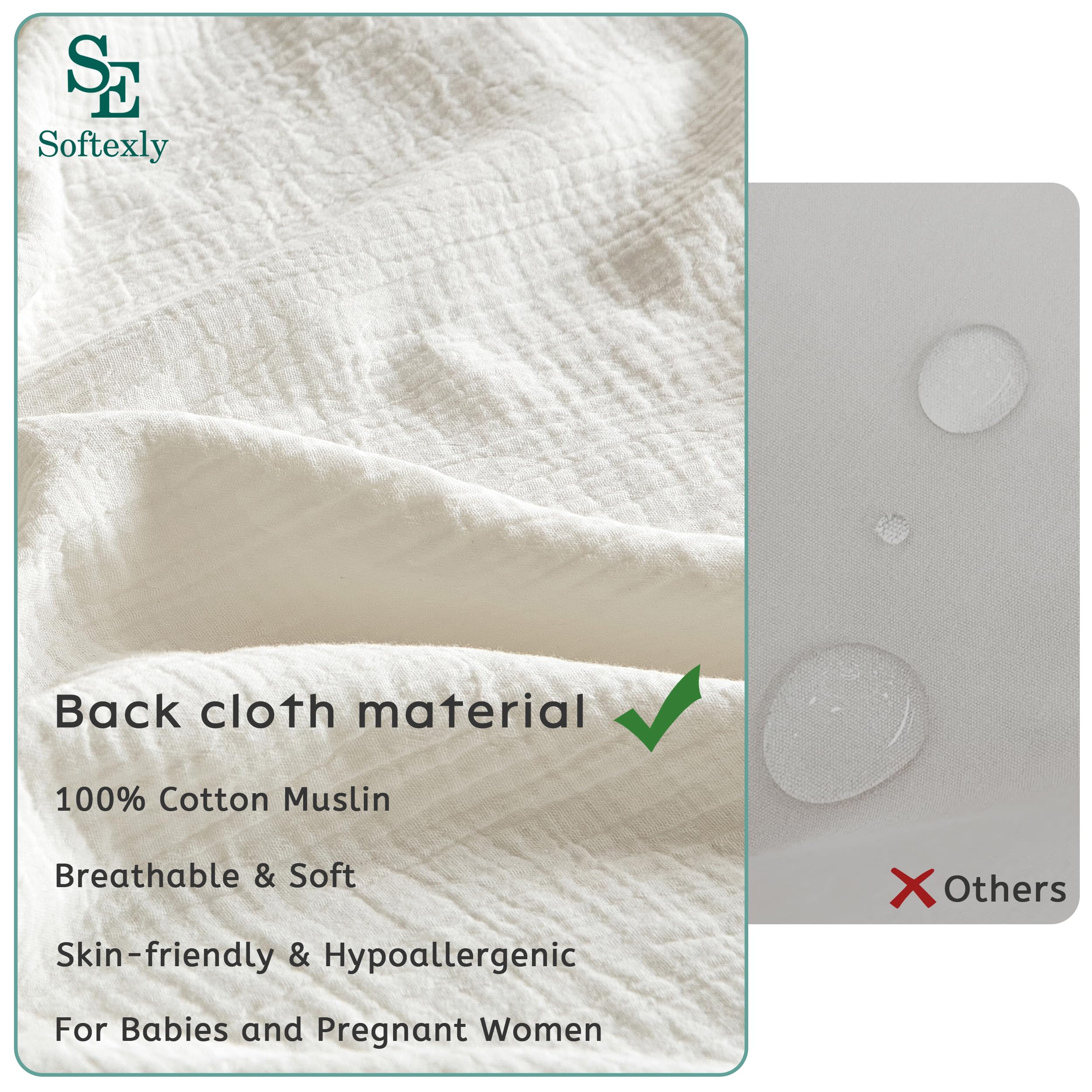 SE SOFTEXLY washed cotton feel close-up shows softness and breathability
