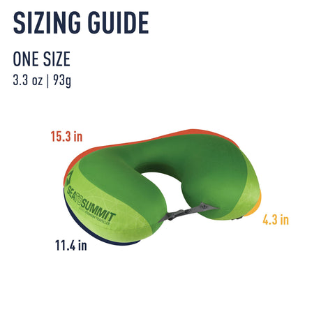 Sea to Summit Aeros neck pillow includes a zipper travel case for portability.