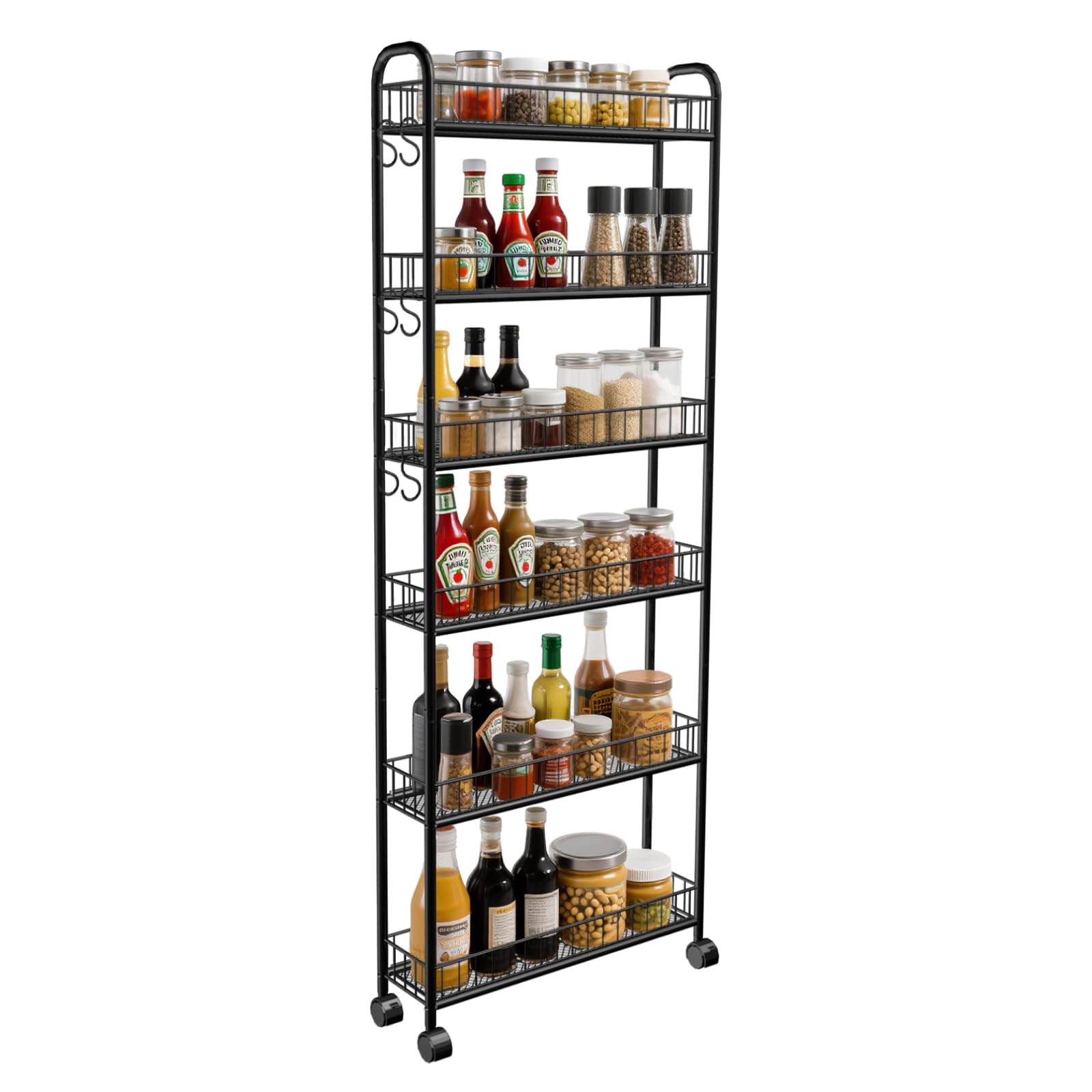 Seadasyoon 6in 6-tier cart side view shows space-saving storage for tight spaces.