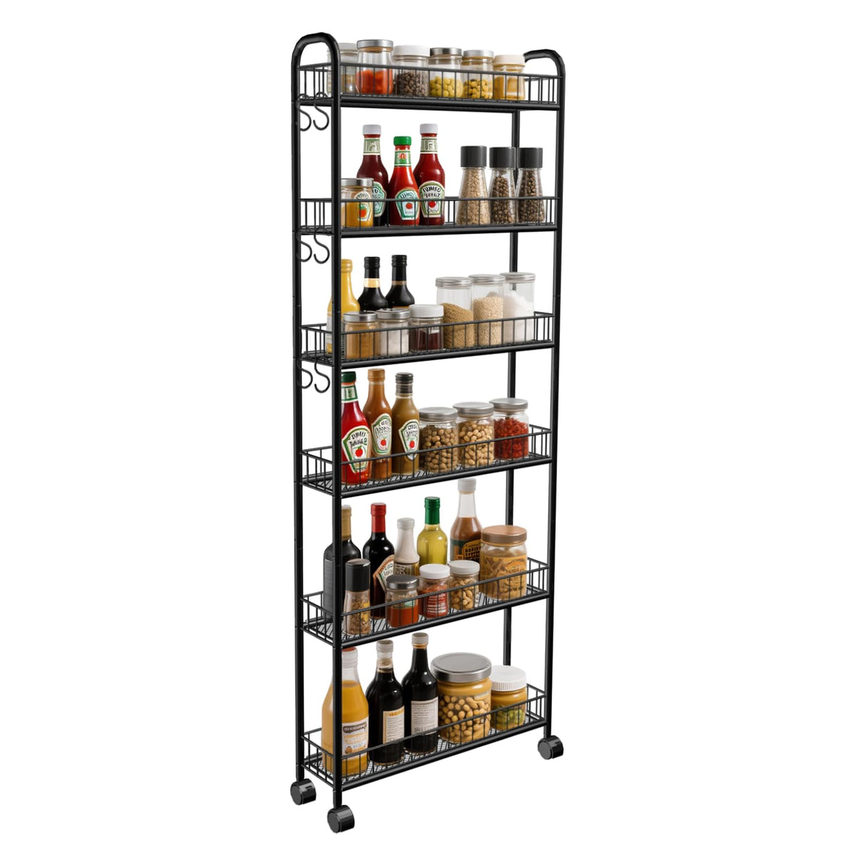 Seadasyoon 6in 6-tier cart side view shows space-saving storage for tight spaces.