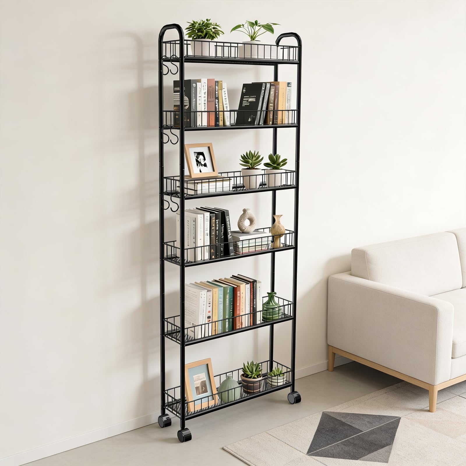 Seadasyoon slim storage unit metal-wire highlights compact, sturdy design.