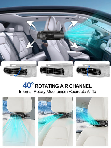 SEAINGO car-seat fan 40-degree adjustment lets you aim airflow.