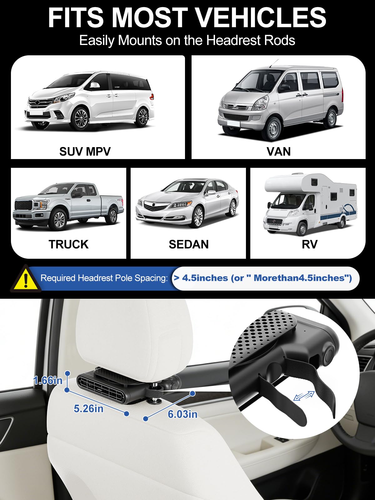 SEAINGO car-seat fan quick-install straps enable tool-free setup.