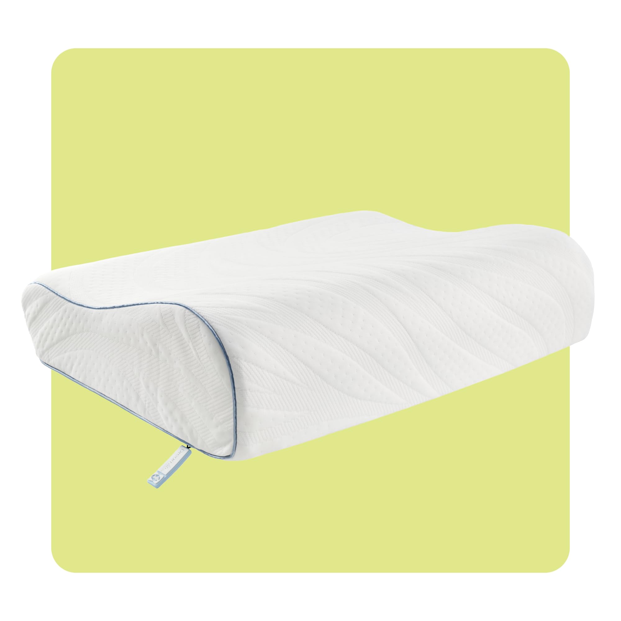 Sealy Dreamlife contour memory foam pillow close-up showing ergonomic neck support for all sleep positions.