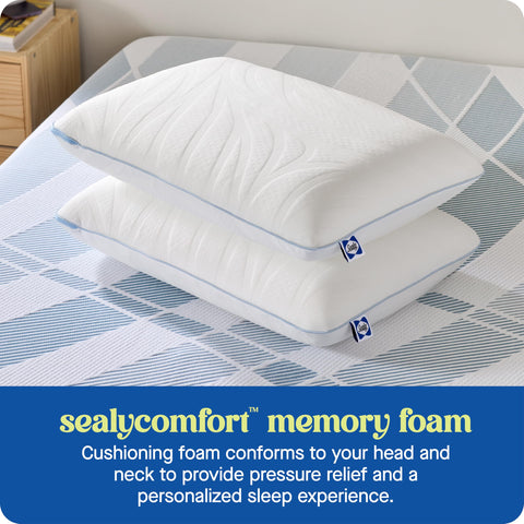 Sealy Dreamlife memory foam close-up illustrating contouring comfort.