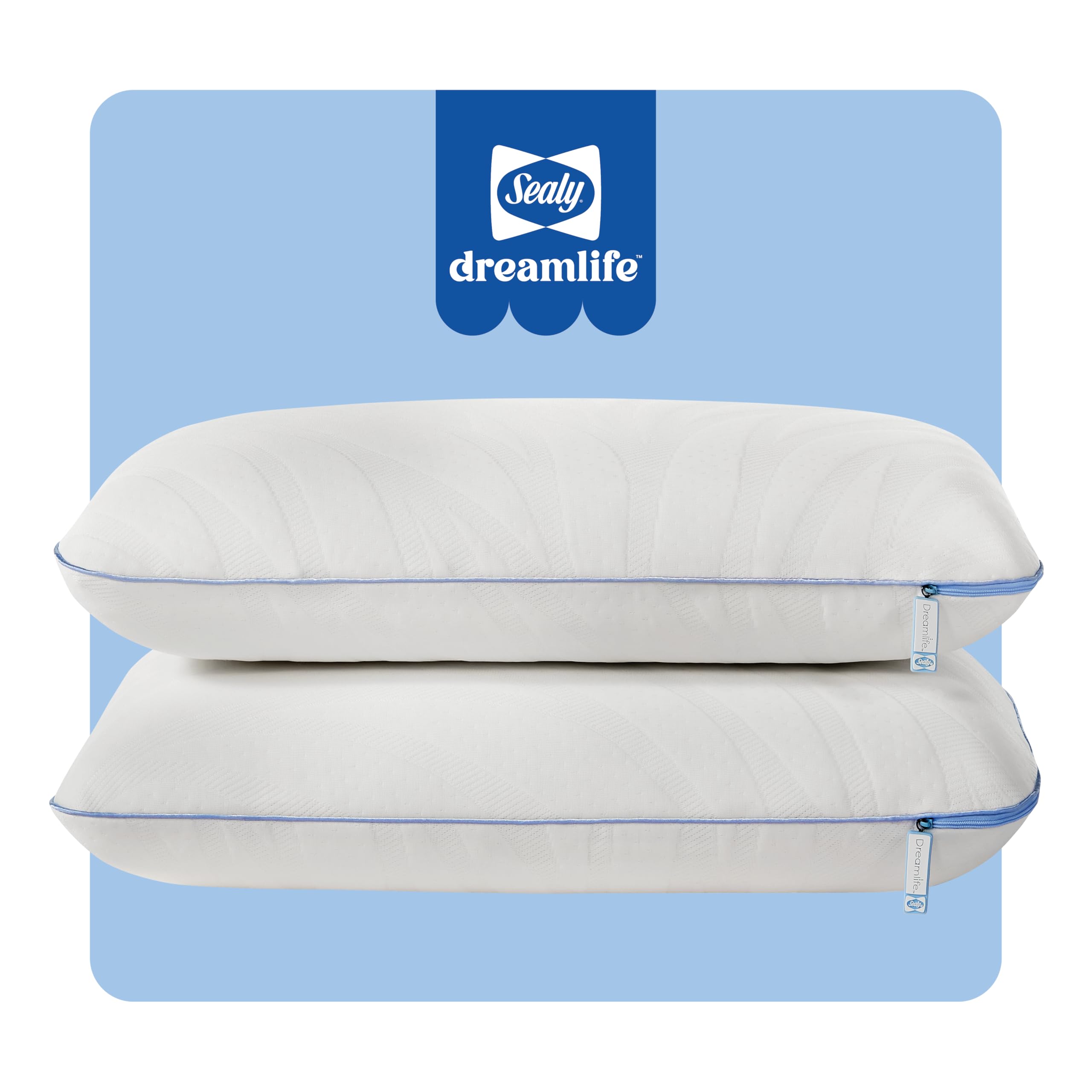 Sealy Dreamlife memory foam pillow front view for targeted neck support.
