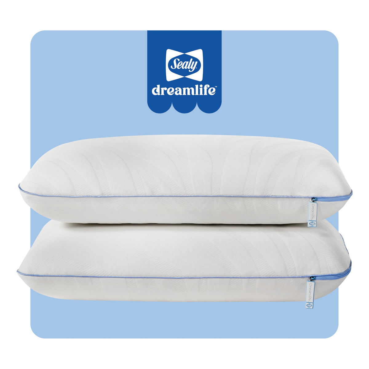 Sealy Dreamlife memory foam pillow front view for targeted neck support.