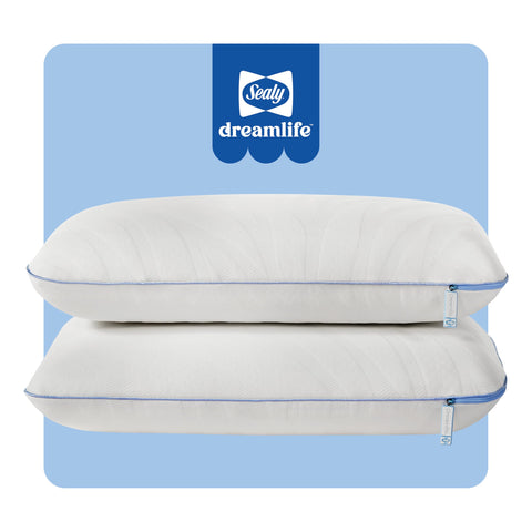 Sealy Dreamlife memory foam pillow front view for targeted neck support.