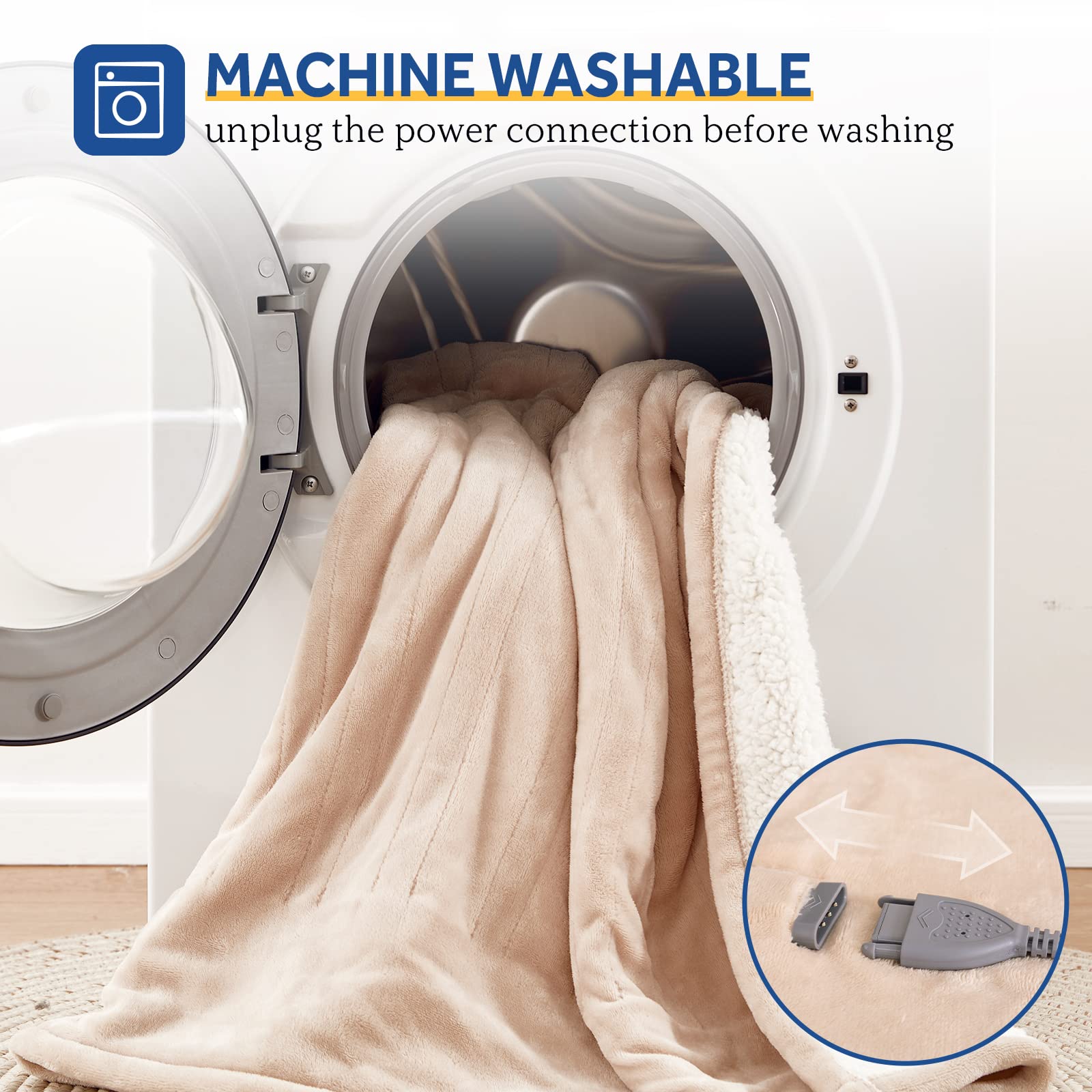 Sealy king-size electric blanket on bed at night for warm ambiance.